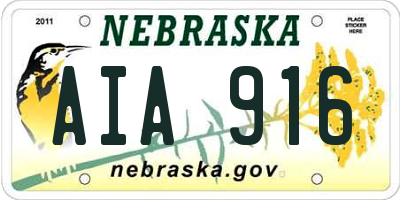 NE license plate AIA916