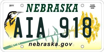 NE license plate AIA918
