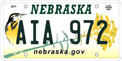 NE license plate AIA972