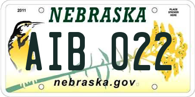 NE license plate AIB022