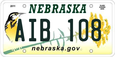 NE license plate AIB108