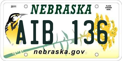 NE license plate AIB136