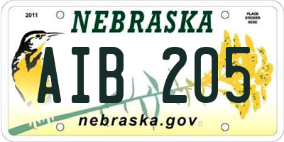 NE license plate AIB205