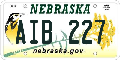 NE license plate AIB227