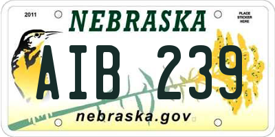 NE license plate AIB239