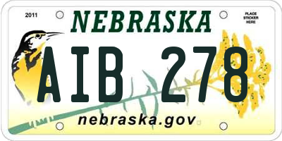 NE license plate AIB278