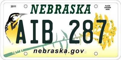 NE license plate AIB287
