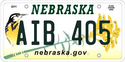NE license plate AIB405