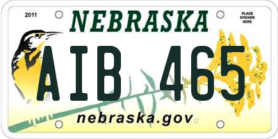 NE license plate AIB465