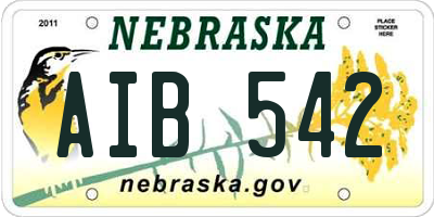 NE license plate AIB542