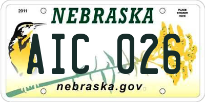 NE license plate AIC026