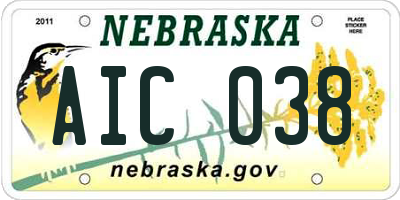 NE license plate AIC038
