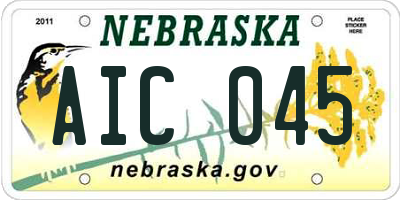 NE license plate AIC045