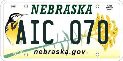 NE license plate AIC070