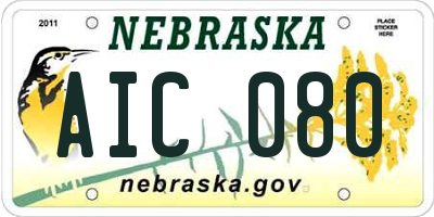 NE license plate AIC080