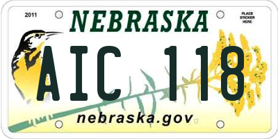NE license plate AIC118