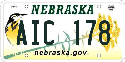 NE license plate AIC178