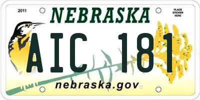 NE license plate AIC181