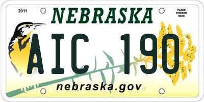 NE license plate AIC190