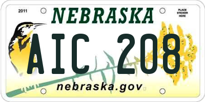 NE license plate AIC208