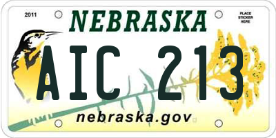 NE license plate AIC213