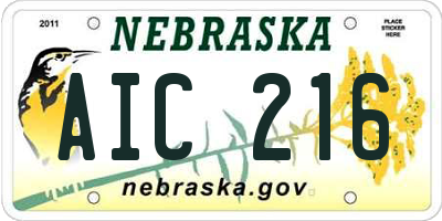 NE license plate AIC216