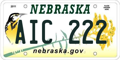 NE license plate AIC222