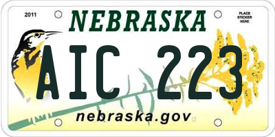 NE license plate AIC223