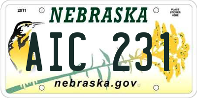 NE license plate AIC231