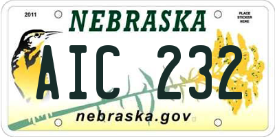NE license plate AIC232