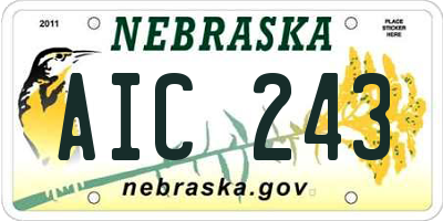 NE license plate AIC243