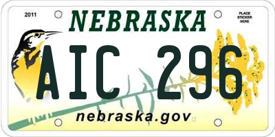 NE license plate AIC296