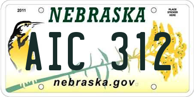 NE license plate AIC312