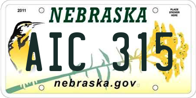 NE license plate AIC315