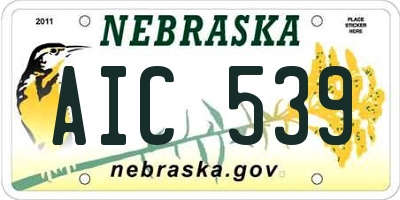NE license plate AIC539