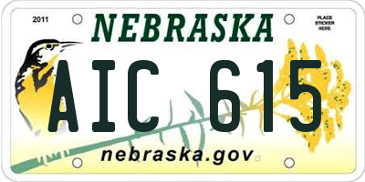NE license plate AIC615