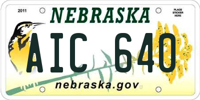 NE license plate AIC640