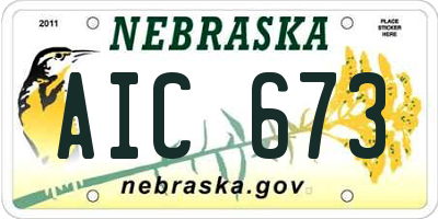 NE license plate AIC673