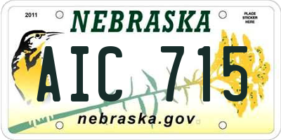 NE license plate AIC715
