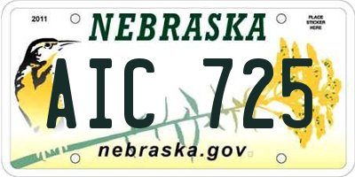 NE license plate AIC725