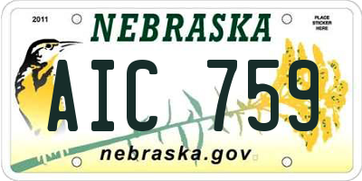 NE license plate AIC759
