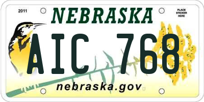 NE license plate AIC768
