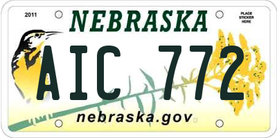 NE license plate AIC772