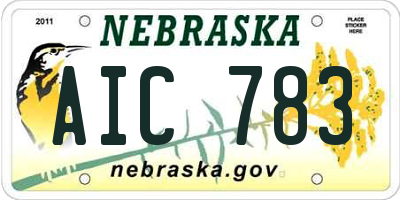 NE license plate AIC783