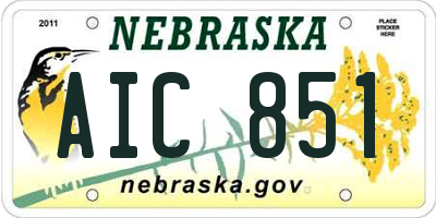 NE license plate AIC851
