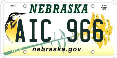 NE license plate AIC966