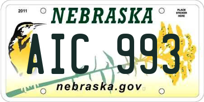 NE license plate AIC993