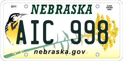 NE license plate AIC998