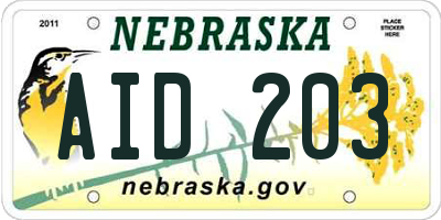 NE license plate AID203