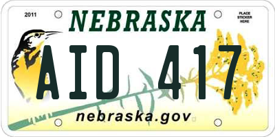 NE license plate AID417